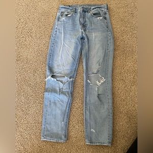 American Eagle High Rise Ripped Mom Jeans